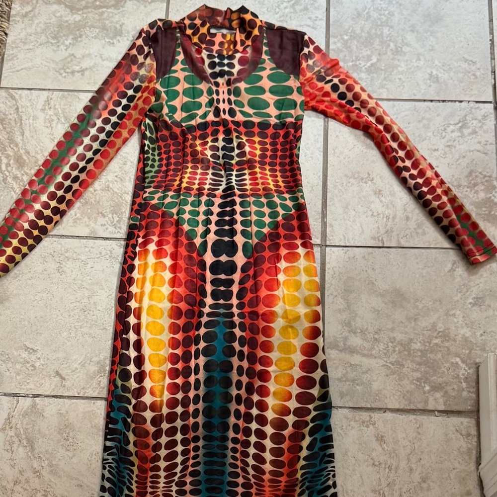 AKIRA Mesh Dotty Maxi Dress NWT